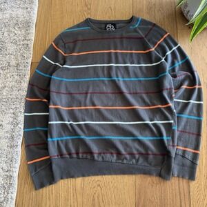 Vintage Y2K Volcom Striped Thermal Sweater Mens XL Grey Shirt Long Sleeve Skate